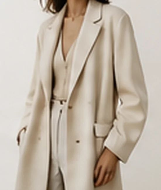 Sculptural neutral overcoat styling