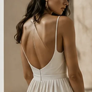 Illustrative Velora fashion visual: editorial dress