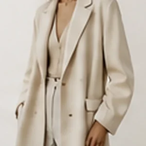Illustrative Velora fashion visual: product coat